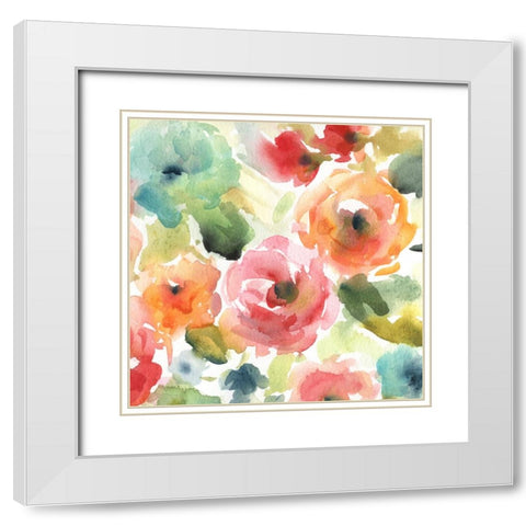 Garden Soiree II White Modern Wood Framed Art Print with Double Matting by Robinson, Carol