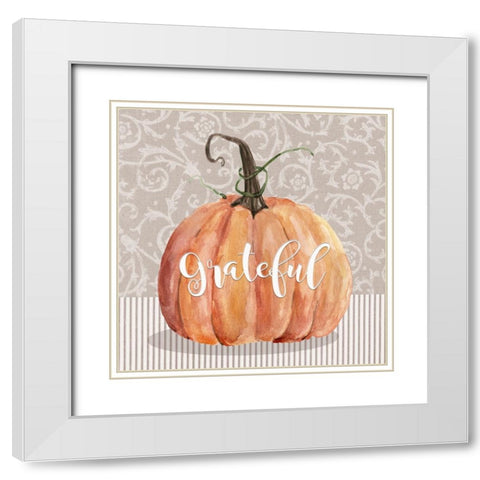 Grateful Pumpkin White Modern Wood Framed Art Print with Double Matting by Finn, Livi