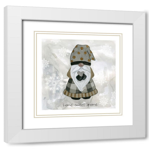 Home Sweet Gnome White Modern Wood Framed Art Print with Double Matting by Finn, Livi