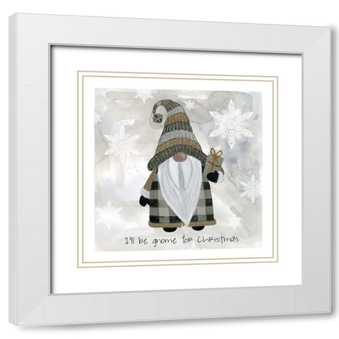 Gnome Friends III White Modern Wood Framed Art Print with Double Matting by Finn, Livi