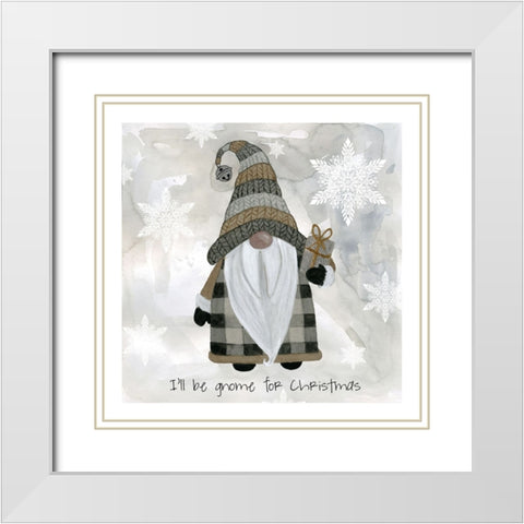 Gnome Friends III White Modern Wood Framed Art Print with Double Matting by Finn, Livi