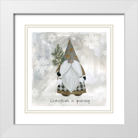 Gnome Friends IV White Modern Wood Framed Art Print with Double Matting by Finn, Livi