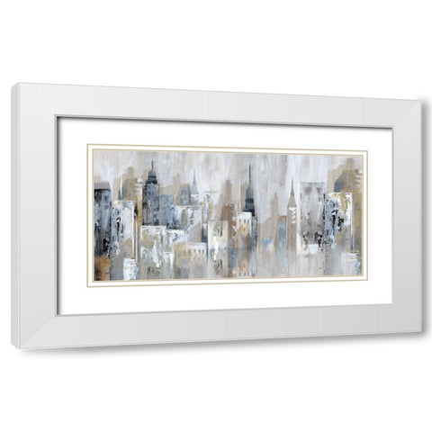 Bay City Reflection White Modern Wood Framed Art Print with Double Matting by Nan