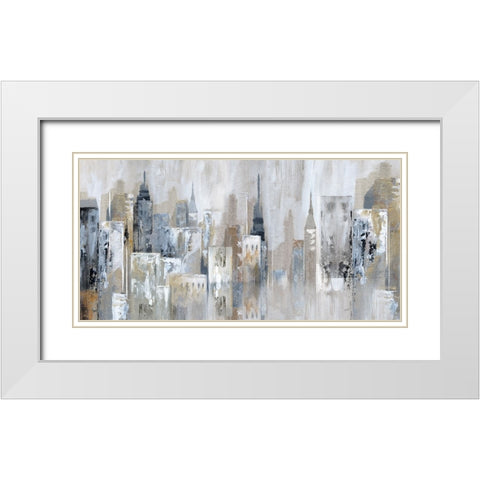 Bay City Reflection White Modern Wood Framed Art Print with Double Matting by Nan