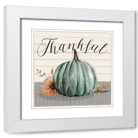 Harvest Thankful White Modern Wood Framed Art Print with Double Matting by Finn, Livi