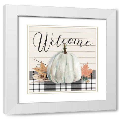 Harvest Welcome White Modern Wood Framed Art Print with Double Matting by Finn, Livi