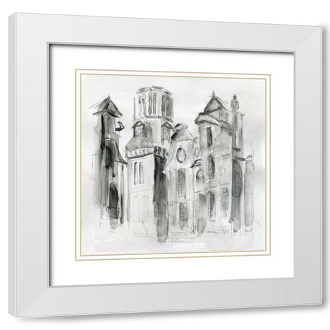 City Sketch I White Modern Wood Framed Art Print with Double Matting by Robinson, Carol