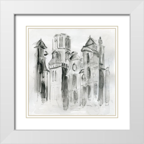 City Sketch I White Modern Wood Framed Art Print with Double Matting by Robinson, Carol