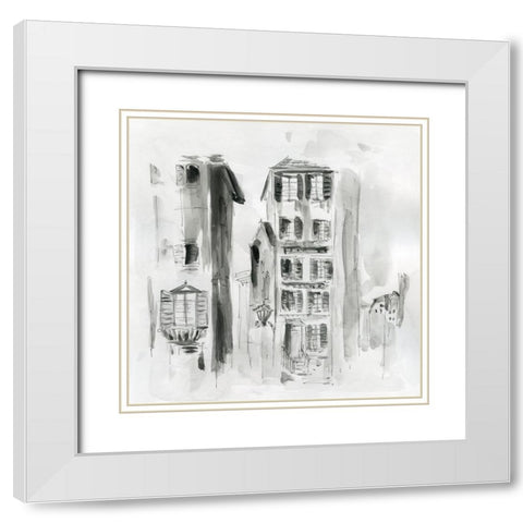 City Sketch II White Modern Wood Framed Art Print with Double Matting by Robinson, Carol