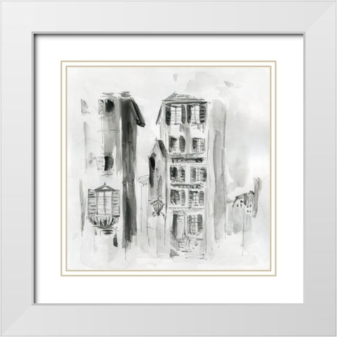 City Sketch II White Modern Wood Framed Art Print with Double Matting by Robinson, Carol