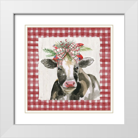 Holiday Harriet White Modern Wood Framed Art Print with Double Matting by Nan