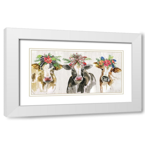 Holiday Gals White Modern Wood Framed Art Print with Double Matting by Nan