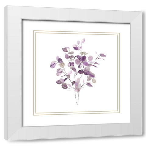Lavender Leaves I White Modern Wood Framed Art Print with Double Matting by Robinson, Carol
