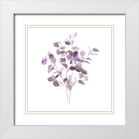 Lavender Leaves I White Modern Wood Framed Art Print with Double Matting by Robinson, Carol