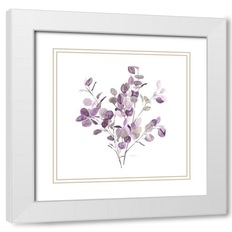 Lavender Leaves II White Modern Wood Framed Art Print with Double Matting by Robinson, Carol