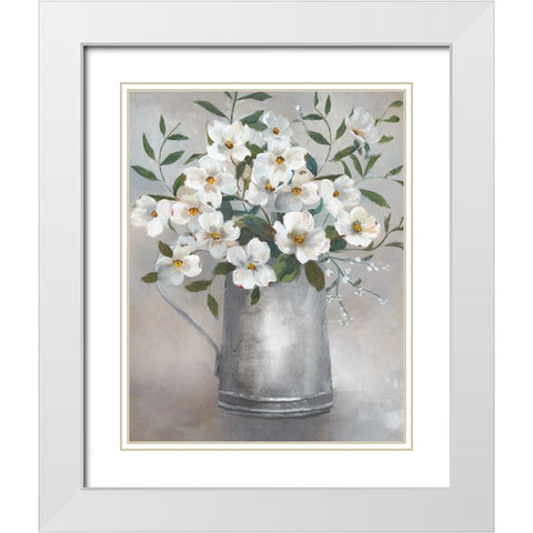 Gifts of Spring I White Modern Wood Framed Art Print with Double Matting by Nan