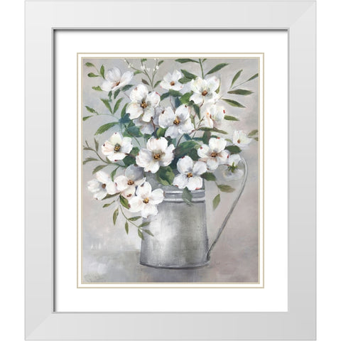 Gifts of Spring II White Modern Wood Framed Art Print with Double Matting by Nan