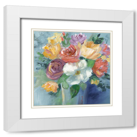 Bold Floral Revisit White Modern Wood Framed Art Print with Double Matting by Nan