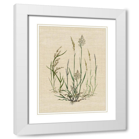 Linen Grasses I White Modern Wood Framed Art Print with Double Matting by Nan