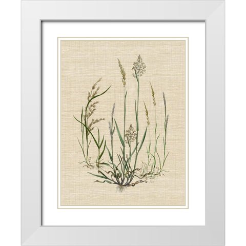 Linen Grasses I White Modern Wood Framed Art Print with Double Matting by Nan