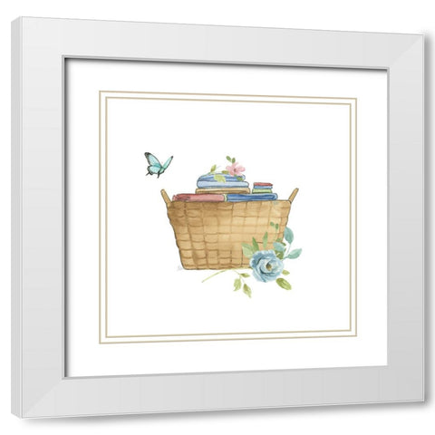 Laundry Basket White Modern Wood Framed Art Print with Double Matting by Nan