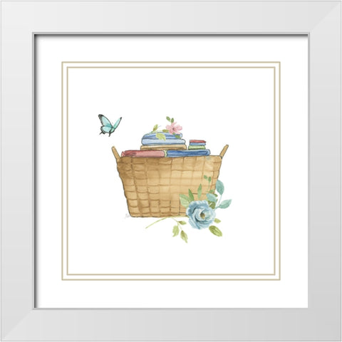 Laundry Basket White Modern Wood Framed Art Print with Double Matting by Nan