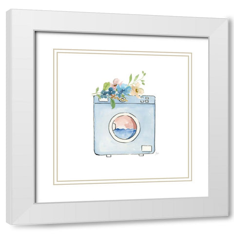 Laundry Washer White Modern Wood Framed Art Print with Double Matting by Nan