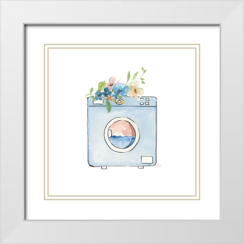 Laundry Washer White Modern Wood Framed Art Print with Double Matting by Nan