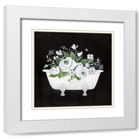 Charming Bath I White Modern Wood Framed Art Print with Double Matting by Tava Studios