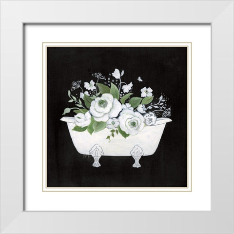 Charming Bath I White Modern Wood Framed Art Print with Double Matting by Tava Studios