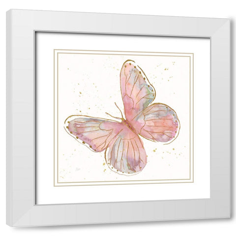 Blush Butterfly I White Modern Wood Framed Art Print with Double Matting by Nan