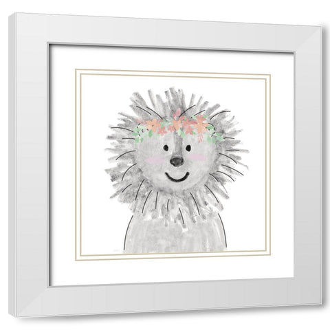 Cute Lion White Modern Wood Framed Art Print with Double Matting by Carpentieri, Natalie