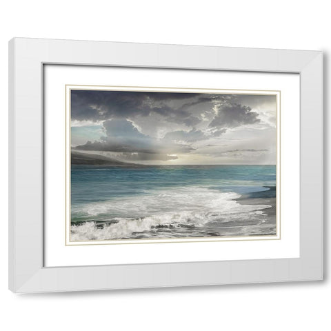 Shimmering Cove White Modern Wood Framed Art Print with Double Matting by Calascibetta, Mike