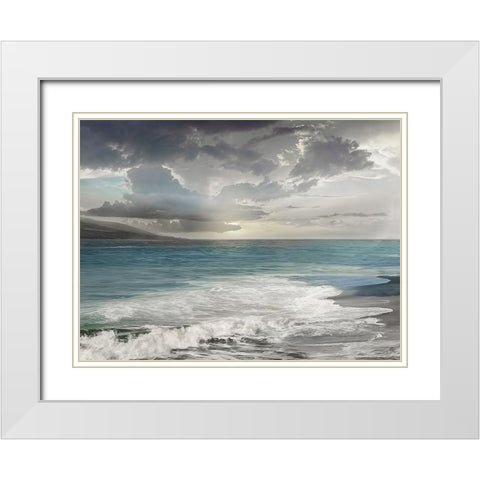 Shimmering Cove White Modern Wood Framed Art Print with Double Matting by Calascibetta, Mike