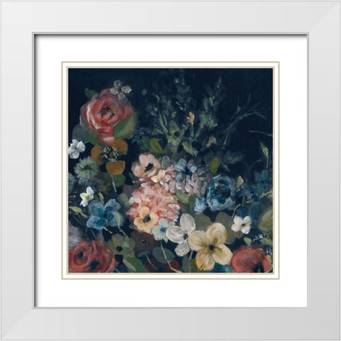 Vintage Navy Blossoms II White Modern Wood Framed Art Print with Double Matting by Robinson, Carol