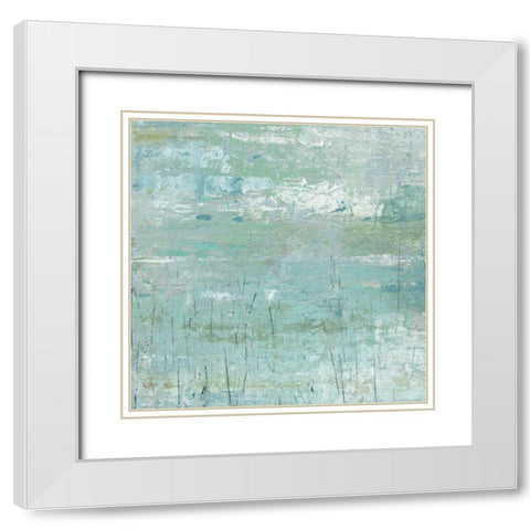 Abstract Watergarden I White Modern Wood Framed Art Print with Double Matting by Robinson, Carol