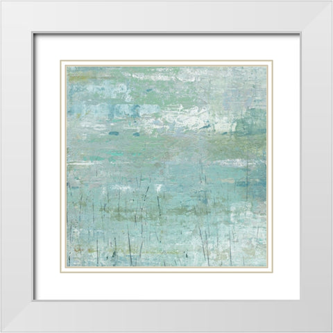 Abstract Watergarden I White Modern Wood Framed Art Print with Double Matting by Robinson, Carol
