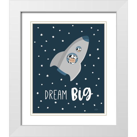 Cow in Space I White Modern Wood Framed Art Print with Double Matting by Carpentieri, Natalie
