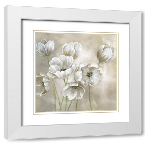 Soft Natural Tulips White Modern Wood Framed Art Print with Double Matting by Nan