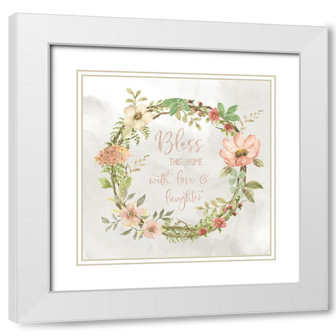 Summers Promise Wreath White Modern Wood Framed Art Print with Double Matting by Nan