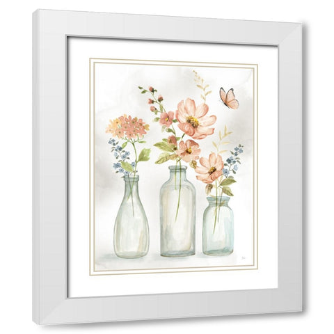 Summer Trio II White Modern Wood Framed Art Print with Double Matting by Nan