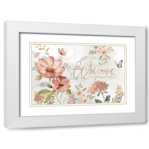 Summers Welcome White Modern Wood Framed Art Print with Double Matting by Nan