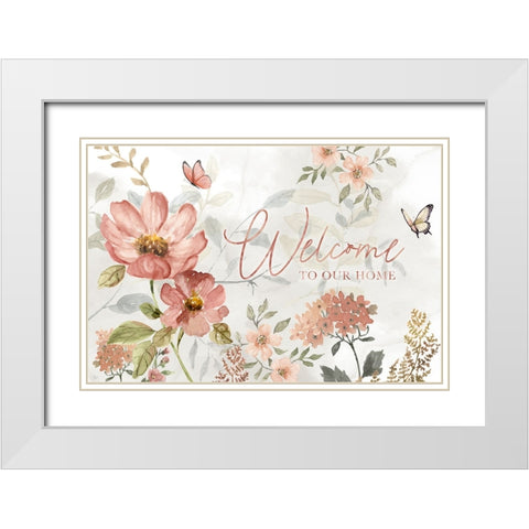 Summers Welcome White Modern Wood Framed Art Print with Double Matting by Nan