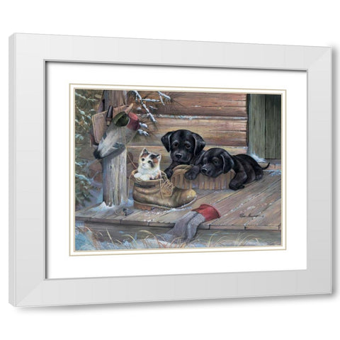 Inquisitive Friends White Modern Wood Framed Art Print with Double Matting by Manning, Ruane