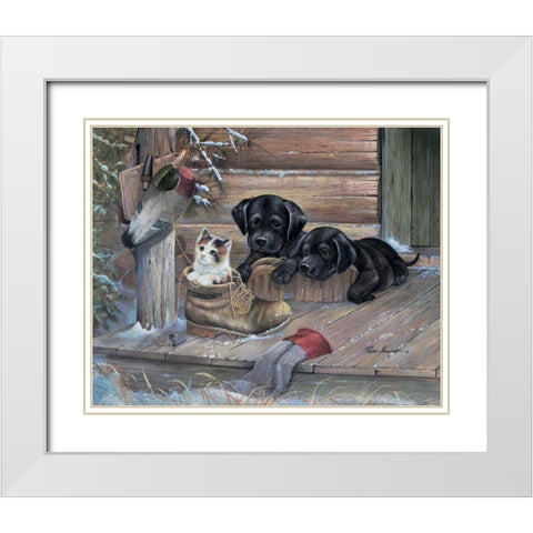 Inquisitive Friends White Modern Wood Framed Art Print with Double Matting by Manning, Ruane