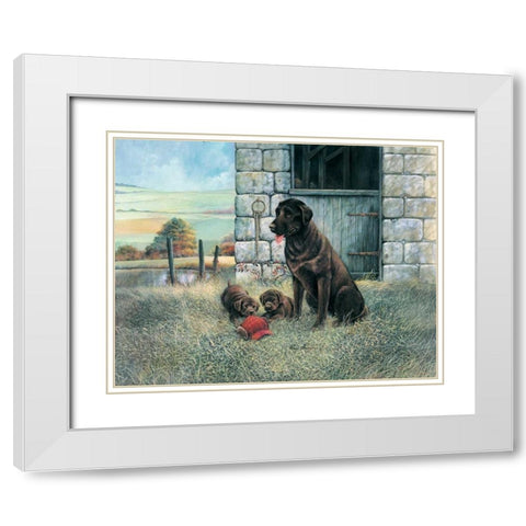 Playful Instincts White Modern Wood Framed Art Print with Double Matting by Manning, Ruane
