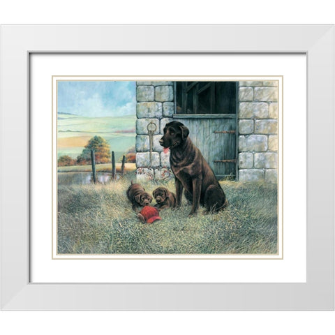 Playful Instincts White Modern Wood Framed Art Print with Double Matting by Manning, Ruane