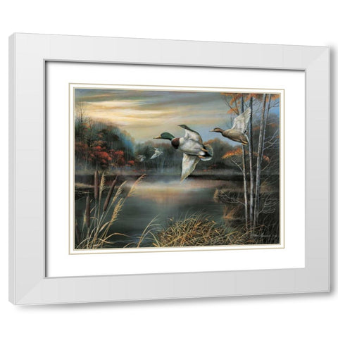 Morning Call White Modern Wood Framed Art Print with Double Matting by Manning, Ruane