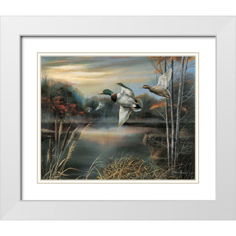 Morning Call White Modern Wood Framed Art Print with Double Matting by Manning, Ruane