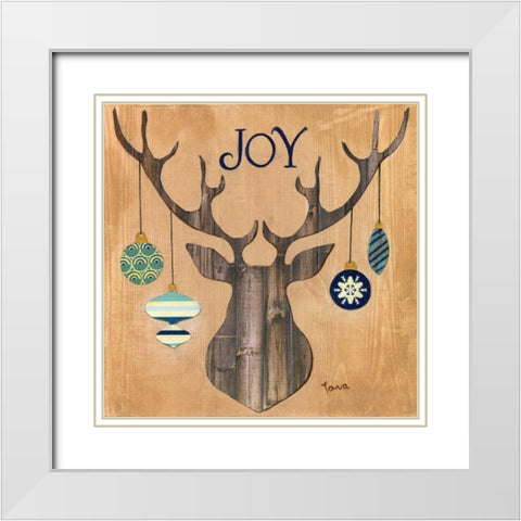 Antler Joy White Modern Wood Framed Art Print with Double Matting by Tava, Janet